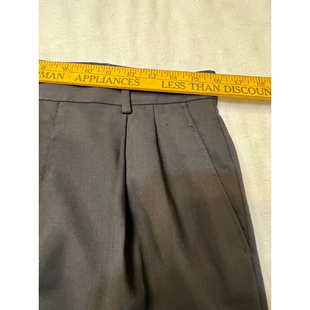 Savile Row Co. London 33R Black 100% Wool Pleated Cuff Dress Pants Preppy Formal - Picture 15 of 16
